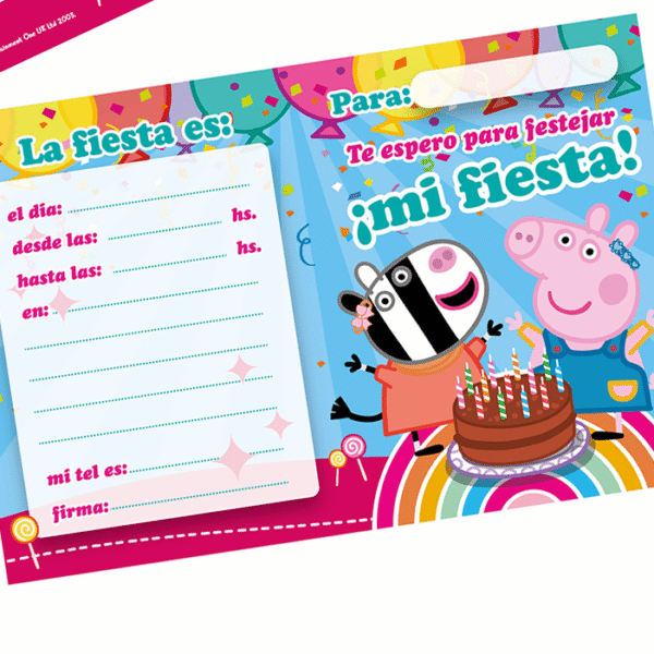 INVITACION PEPPA PIG X10
