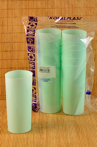 VASO TRAGO LARGO PP VERDE PASTEL X10