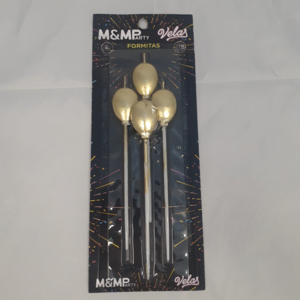 VELA FORMITA GLOBO ORO 16CM X4