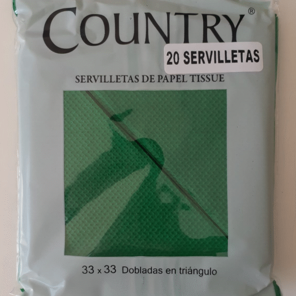 SERVILLETAS COUNTRY VERDE 33X33CM X20
