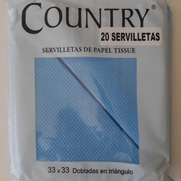 SERVILLETAS COUNTRY CELESTE 33X33CM X20
