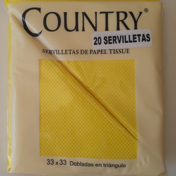 SERVILLETAS COUNTRY AMARILLO 33X33CM X20
