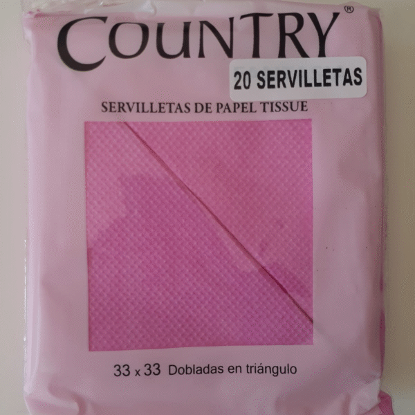 SERVILLETAS COUNTRY ROSA 33X33CM X20