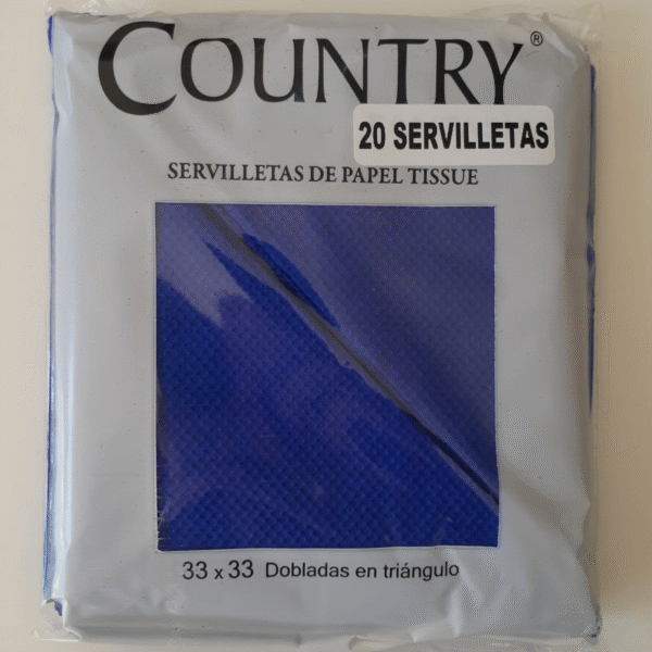 SERVILLETAS COUNTRY AZUL 33X33CM X20