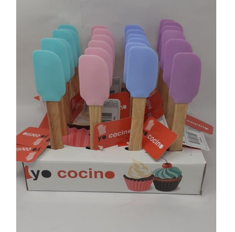 ESPATULA SILIC 20CM MANGO MADERA X1