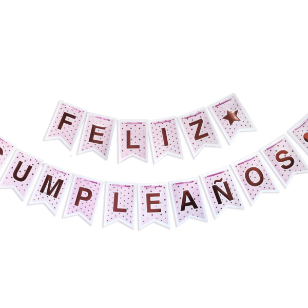 BANDERIN DOBLE ROSA Y GOLD ROSE X1