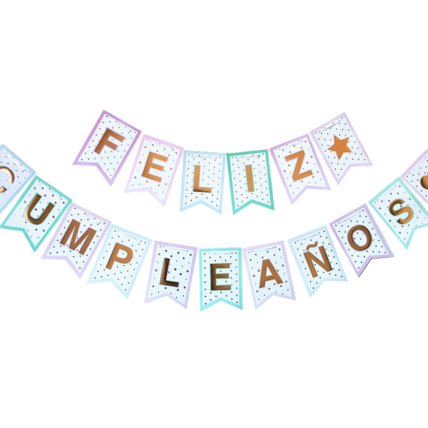 BANDERIN DOBLE GUARDA PASTEL Y ORO X1