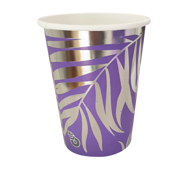VASO POLIP VIOLETA STP HOJAS PLATA X8