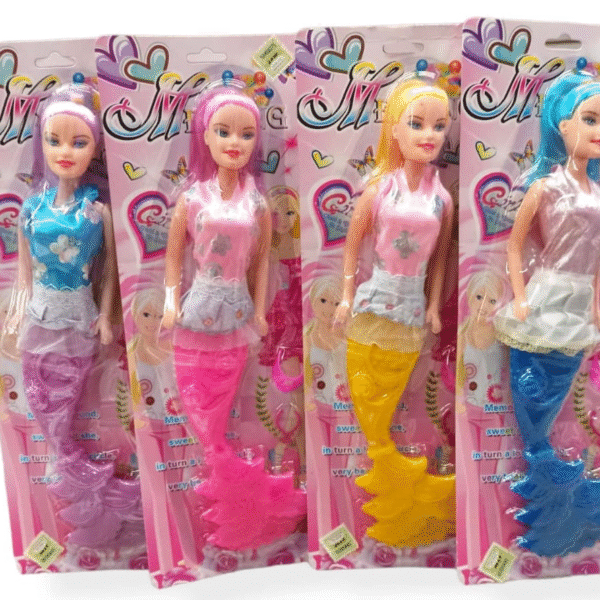 MUÑECA SIRENA C/TIARA Y COLLAR BLI X1