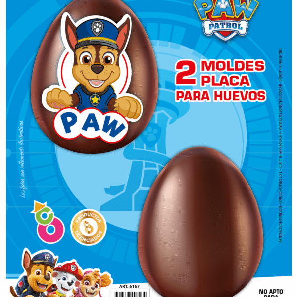 MOLDE PLACA HUEVO PASCUA PAW PATROL X2