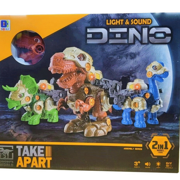 DINO 2 EN 1 C/LUZ Y SONIDO CJA X1