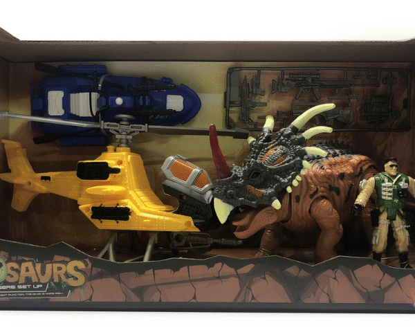 SET DINO C/VEHICULOS, ARMAS  Y SOLDADO CJA X1