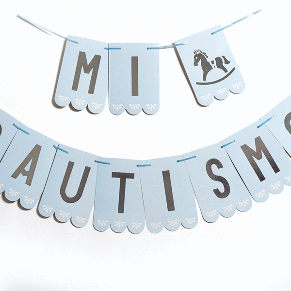 BANDERIN BAUT. CELESTE PASTEL C/STAMP. X1