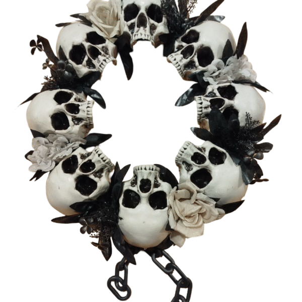 CORONA DEC CALAVERAS C/FLORES Y CADENAS X1