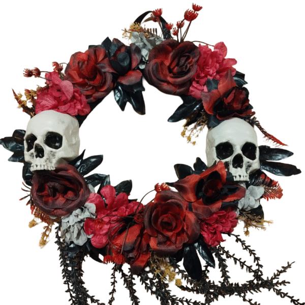 CORONA HALLOWEEN 2 CALAVERAS Y FLORES X1