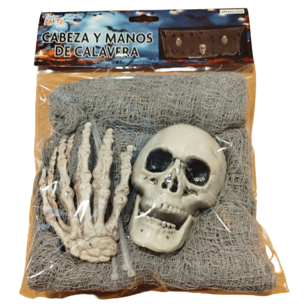 TELA ARAÑA C/CALAVERA Y MANOS X1