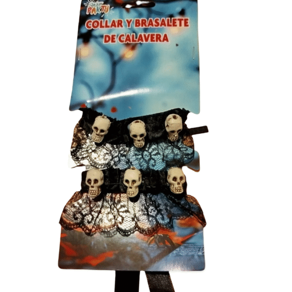 SET COLLAR Y PULSERA  ENCAJE C/CALAVERAS X1