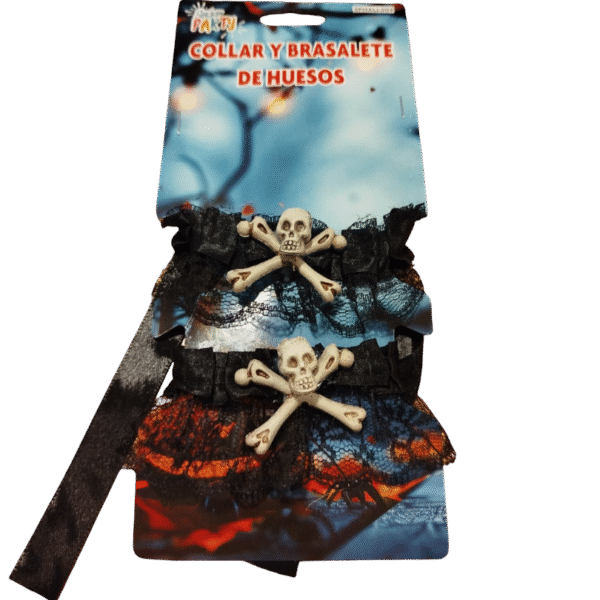 SET COLLAR Y PULSERA CALAVERA PIRATA X2